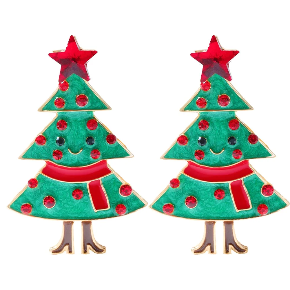 Dvacaman Sparkle Christmas Tree Candy Cane Gingerbread House Christmas Cactus Snowman Santa Drop Earrings For Women Cute Jewelry
