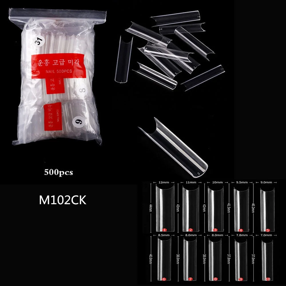500Pcs False Nail Extension French Natural Transparent Stiletto Coffin False Nails Tips Long Acrylic UV Gel Nail Polish Manicure-Nail Inspo
