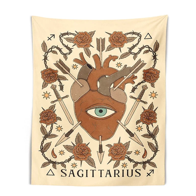 Tarot Tapestry Wall Hanging Constelation Zodiac Tapestries Hippie Astrology Tapestry Boho Horoscope Floral Tapestry for BedRoom