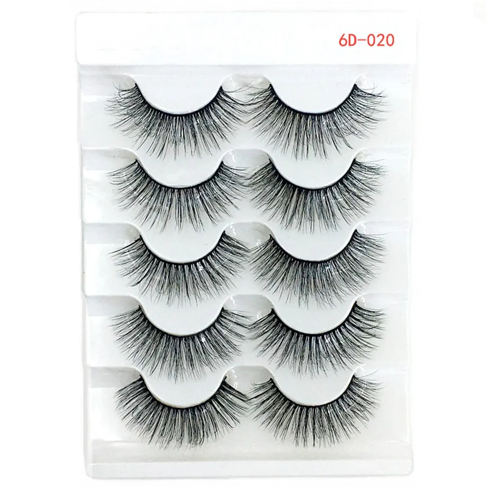 5Pairs 6D Mink Lashes False Eyelashes Natural Long Eyelash Extension Cross Volume Soft Fake Eye Lashes Winged Faux Cils Dropship