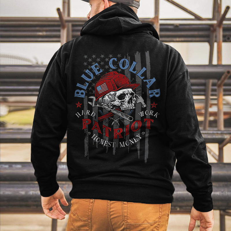 Blue Collar Printed Men's Hoodie - Livereid