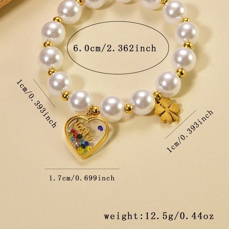 Novelty Minimalist Classic Style Devil’s Eye Palm Red Heart 304 Stainless Steel 18K Gold Plated Zircon  Bracelets In Bulk