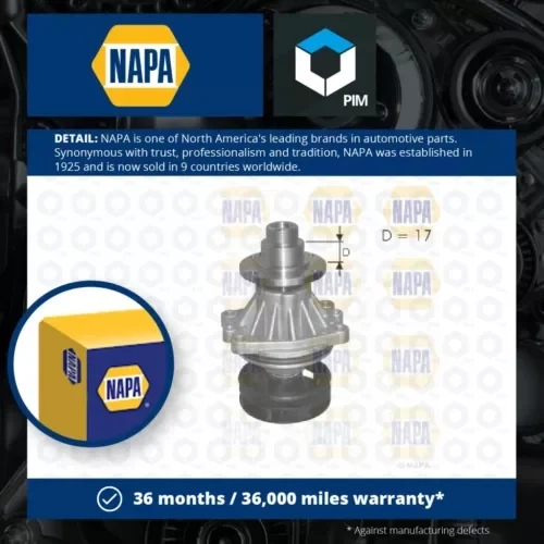 Water Pump fits BMW 325 TDS E36 2.5D 93 to 99 Coolant NAPA 11512246509 Quality Parts