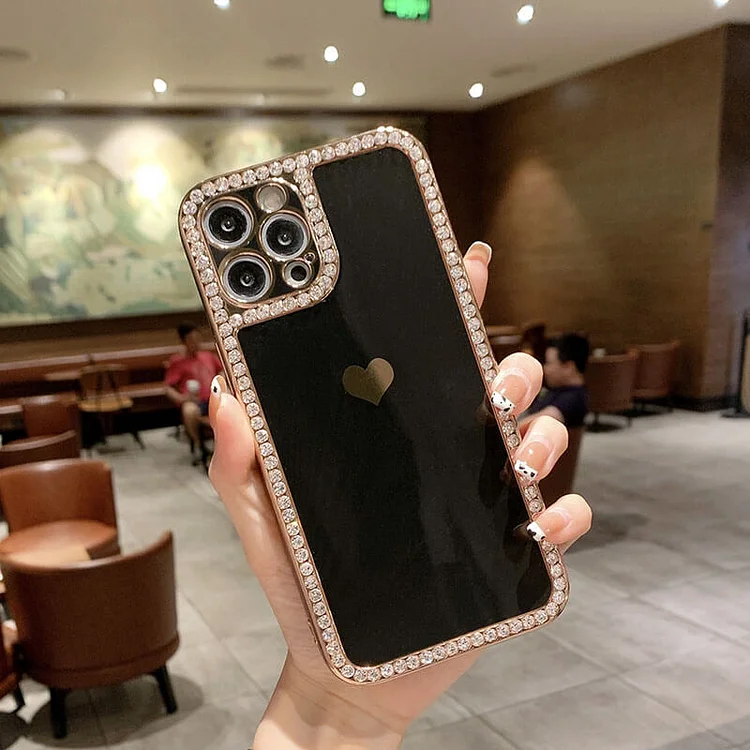 2023 Luxury Diamond Electroplating Love Heart Protective Case For iPhone