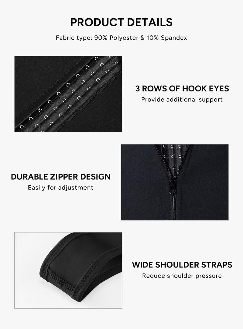 Product Introduction of 【Nebility】Men's zipper Waist Trainer Trimmer vest - double steel bone support on the back, adjustable button design, non-slip zipper, Gym Compression 22