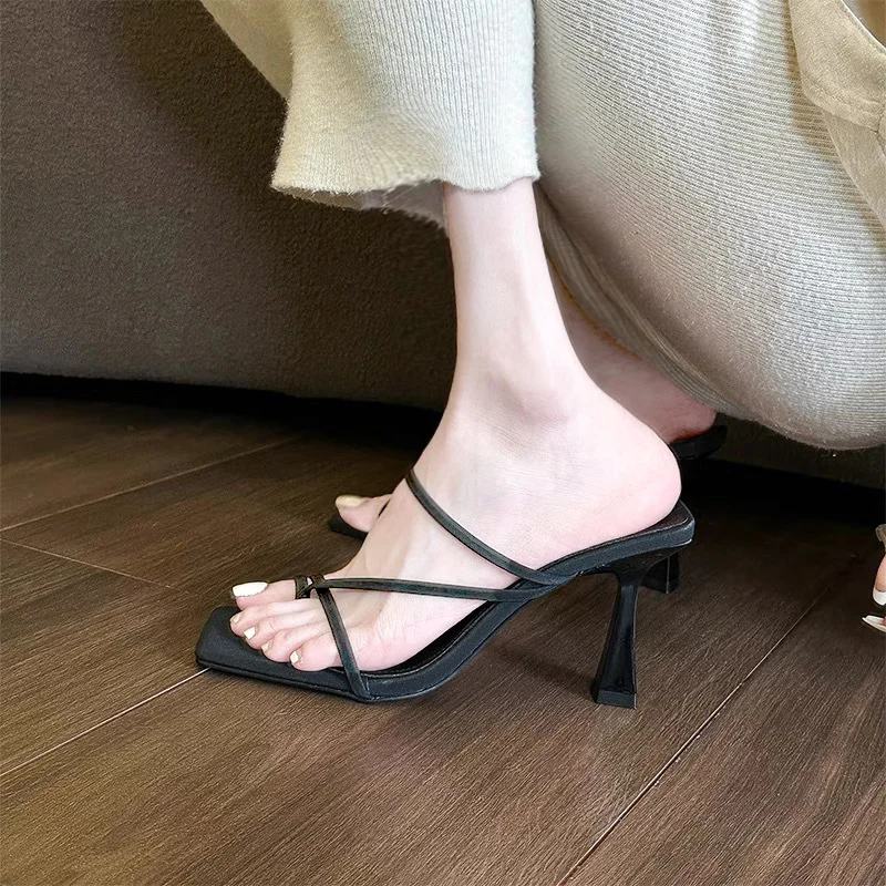 Breakj Breakj Fine-Heeled Temperament Silver Cool Slippers Fairy Shoes Wear 2025 New Summer Small High Heels Sandals