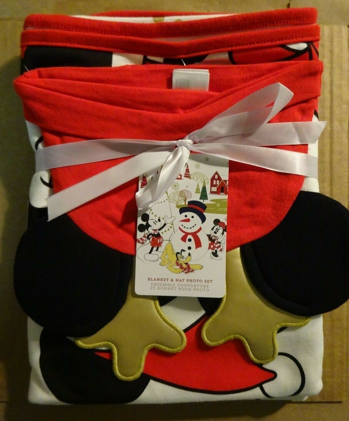 Disney Store Baby First Christmas Blanket and Hat Photo Poster painting Set Brand New MSRP $35