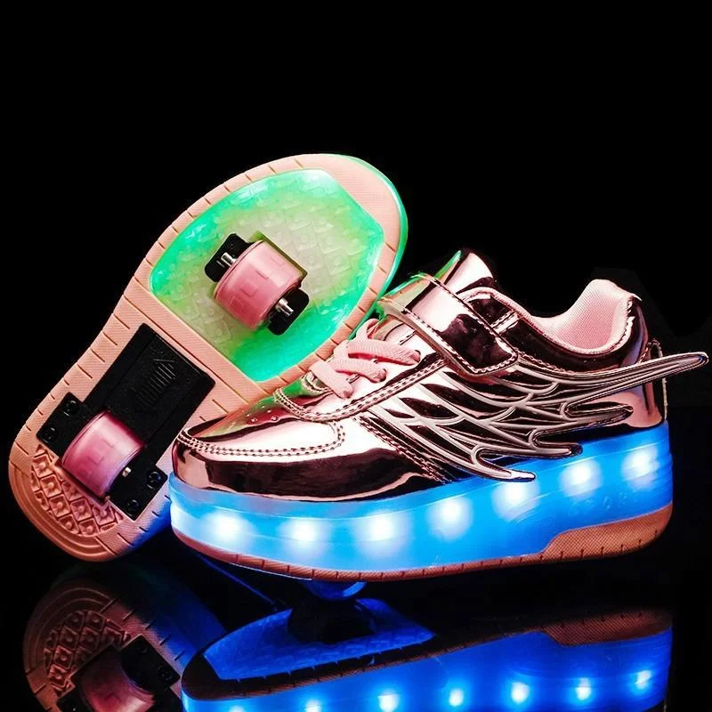 CD03 LED Double Wheel Wing Roller Skating Shoes, Size : 39