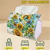 Diamond Painting PU Leather Sunflowers and Dragonfy Tissue Box Holder Desktop Organizer Art Home Office Decor Craft Gift for Women