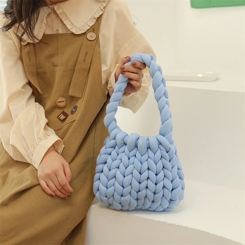 Women’s Large Cotton Solid Color Cute Basic Square Open Underarm Bag