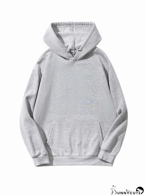 Kangaroo Pocket Drawstring Hoodie