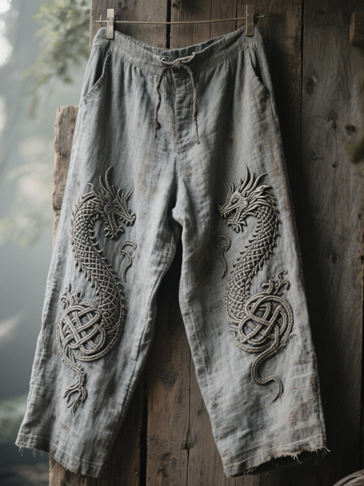 Men's Viking RuneTribal Dragon Art Casual Pants / Rvogue / Rvogue