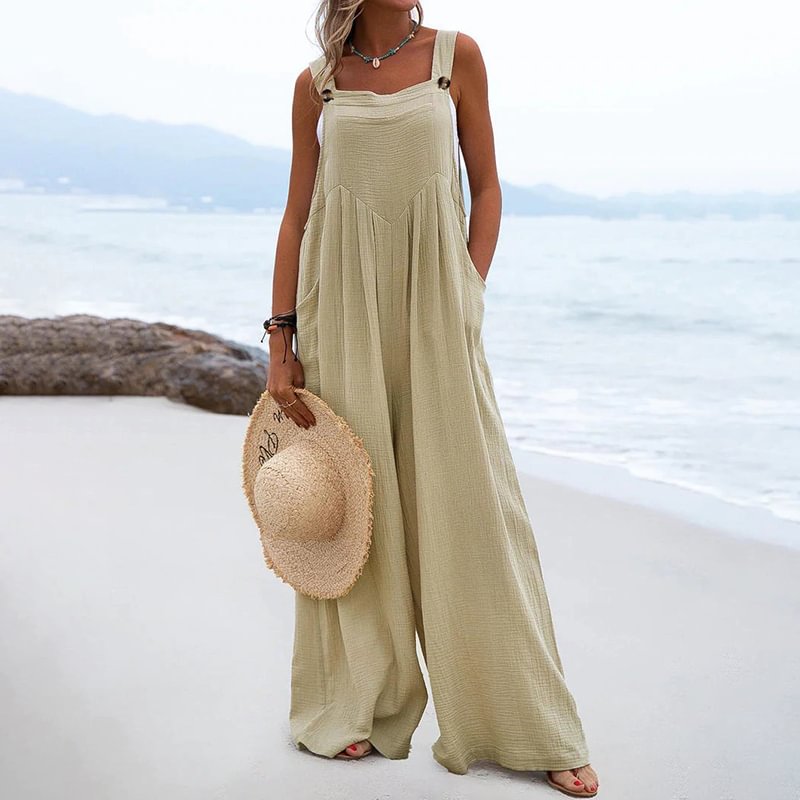 Casual Solid Color Loose Jumpsuit