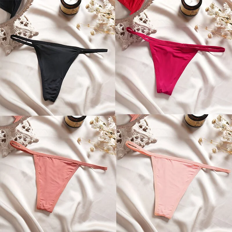 4PCS/Set Sexy Panties Women Thong Female G-string Underwear Panties Solid Color Intimate Lingerie Underpants Seamless Panties