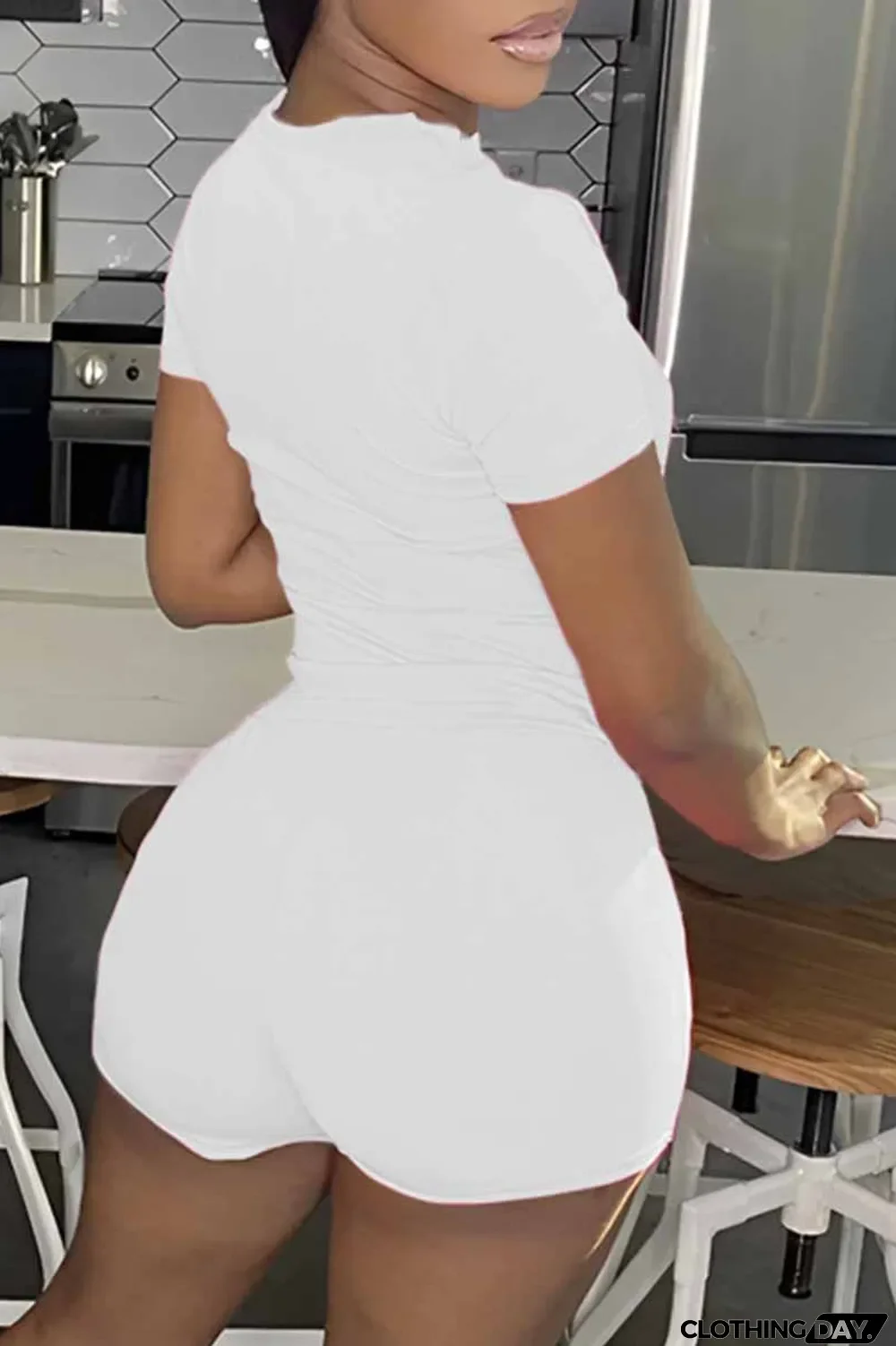 Purple Casual Print Letter O Neck Short Sleeve Two Pieces