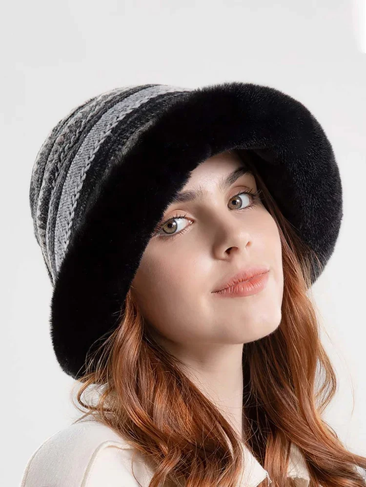 Women Winter Knitted Wool Liner Hat-Khaki