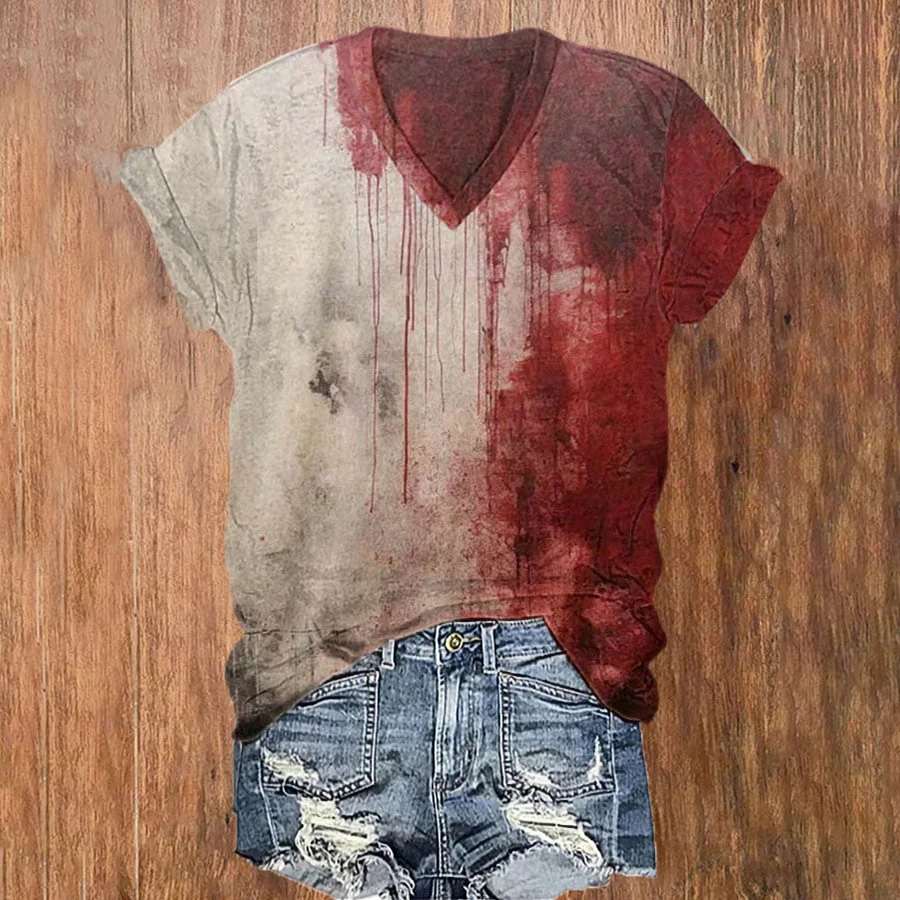 Womens Blood Dark Gothic Halloween Art Print T-Shirt No Words