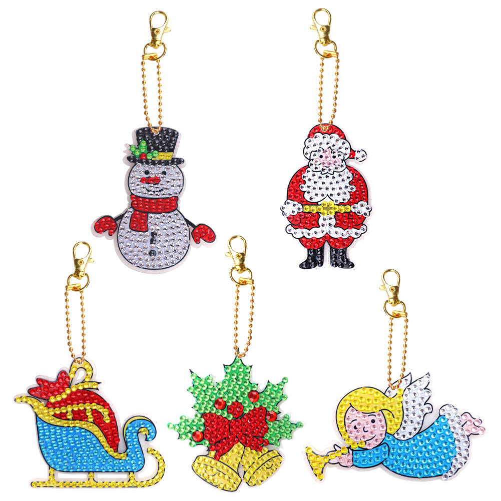 

5pcs Christmas Double Sided - 5D DIY Craft Keychain, 501 Original