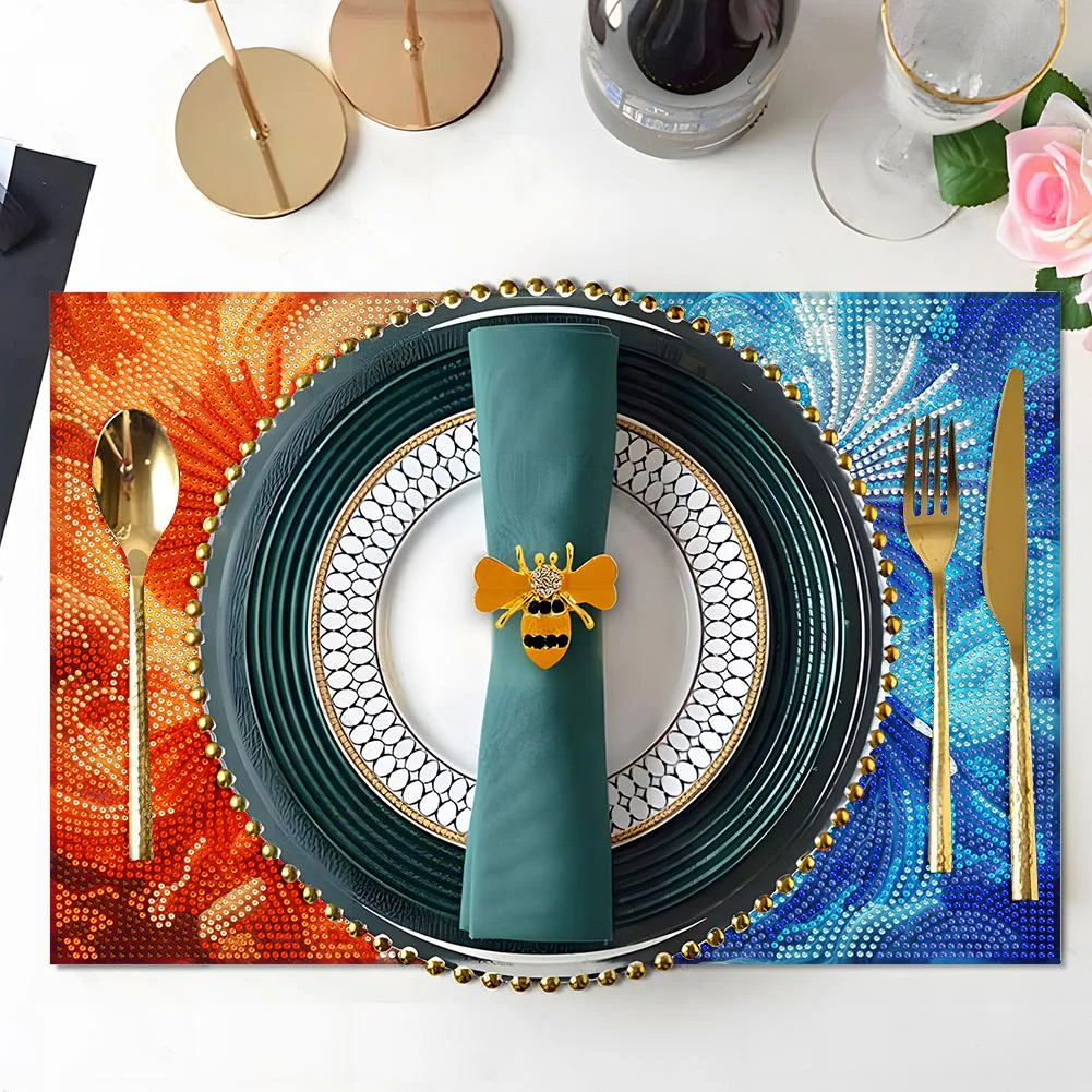 DIY Ice and Fire Bird Diamond Painting Placemats Heat Resistant for Beginners