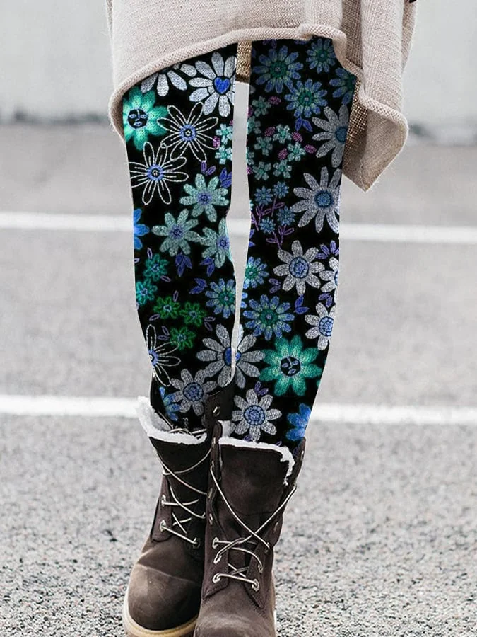 Fashionable Casual Printed Knitted Leggings