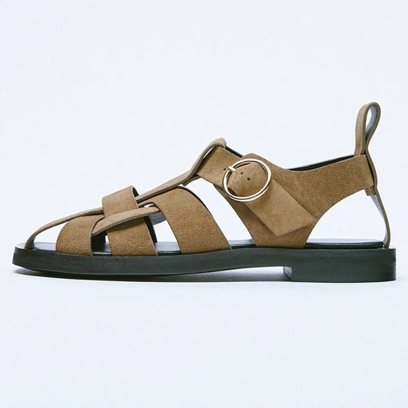 Taoffen 2022 New Women Sandals Real Leather Ins Summer Shoes Women Roman Fashion Daily Vacation Female Footwear Size 34-42