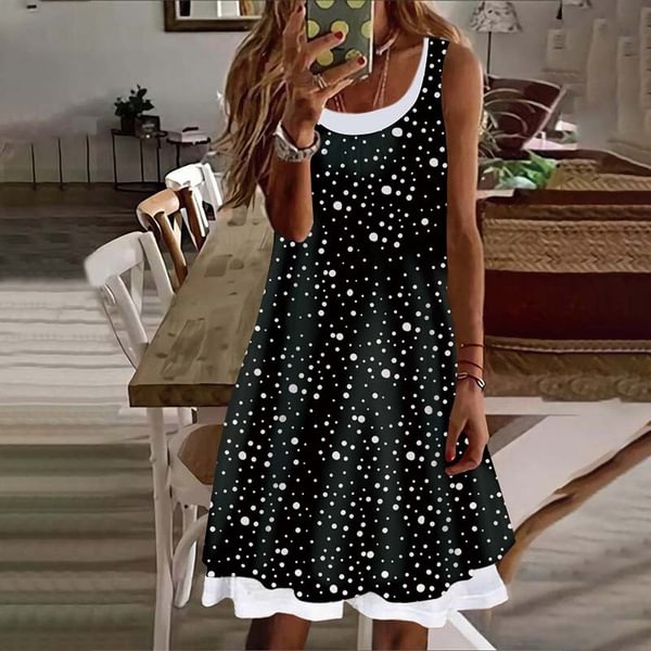 Printed Sleeveless Mid Length Dress