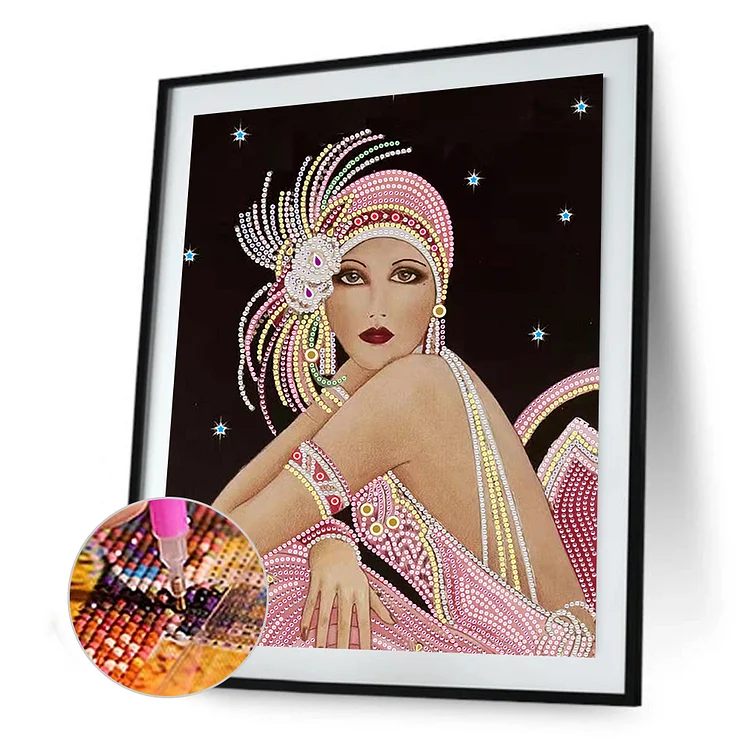5D Diamond Painting Pink Dress Flapper Kit