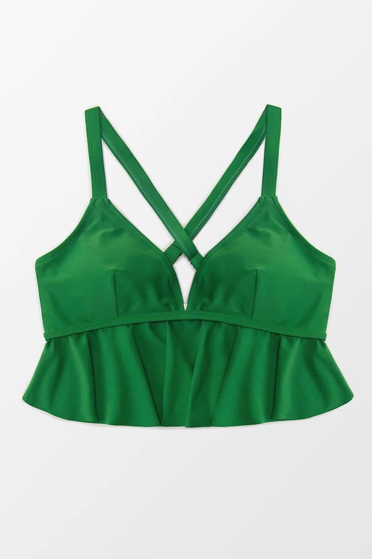 Zoe Ruffle Crisscross Plus Size Bikini Top