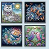 >SALE<30x30cm 4pcs Animal 5D DIY Special Shape Crystal Partial Diamond Painting Kit