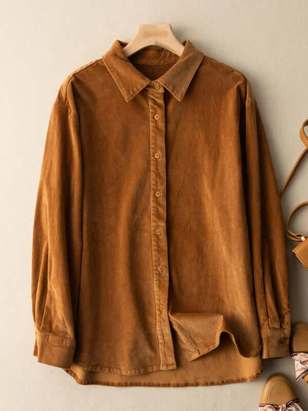 Natural Fabric Solid Color Casual Shirt