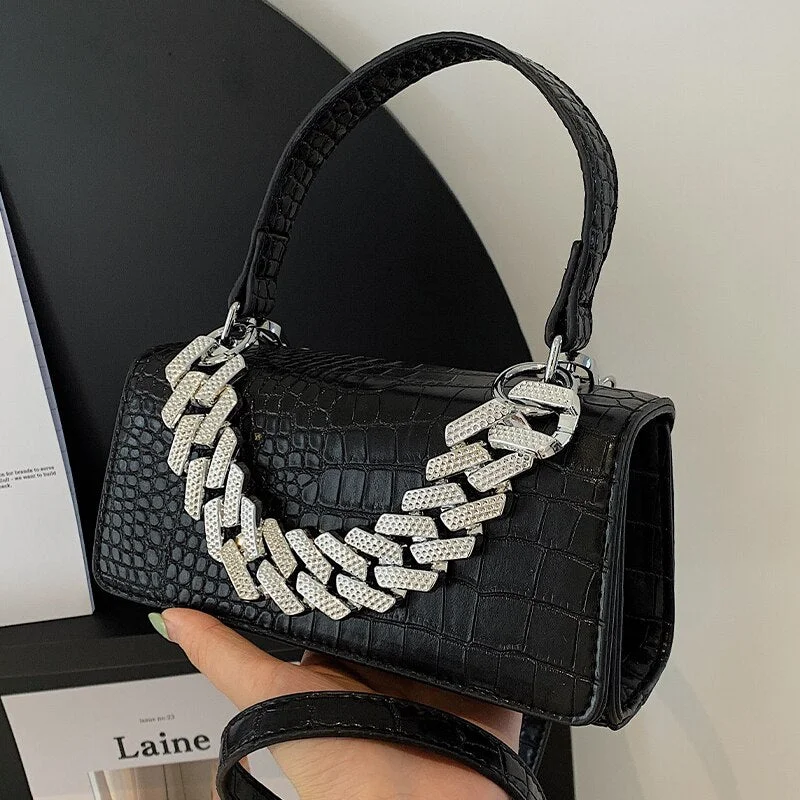 Crocodile pattern Square Tote bag 2021 Winter New Quality PU Leather Women's Designer Handbag Vintage Shoulder Messenger Bag
