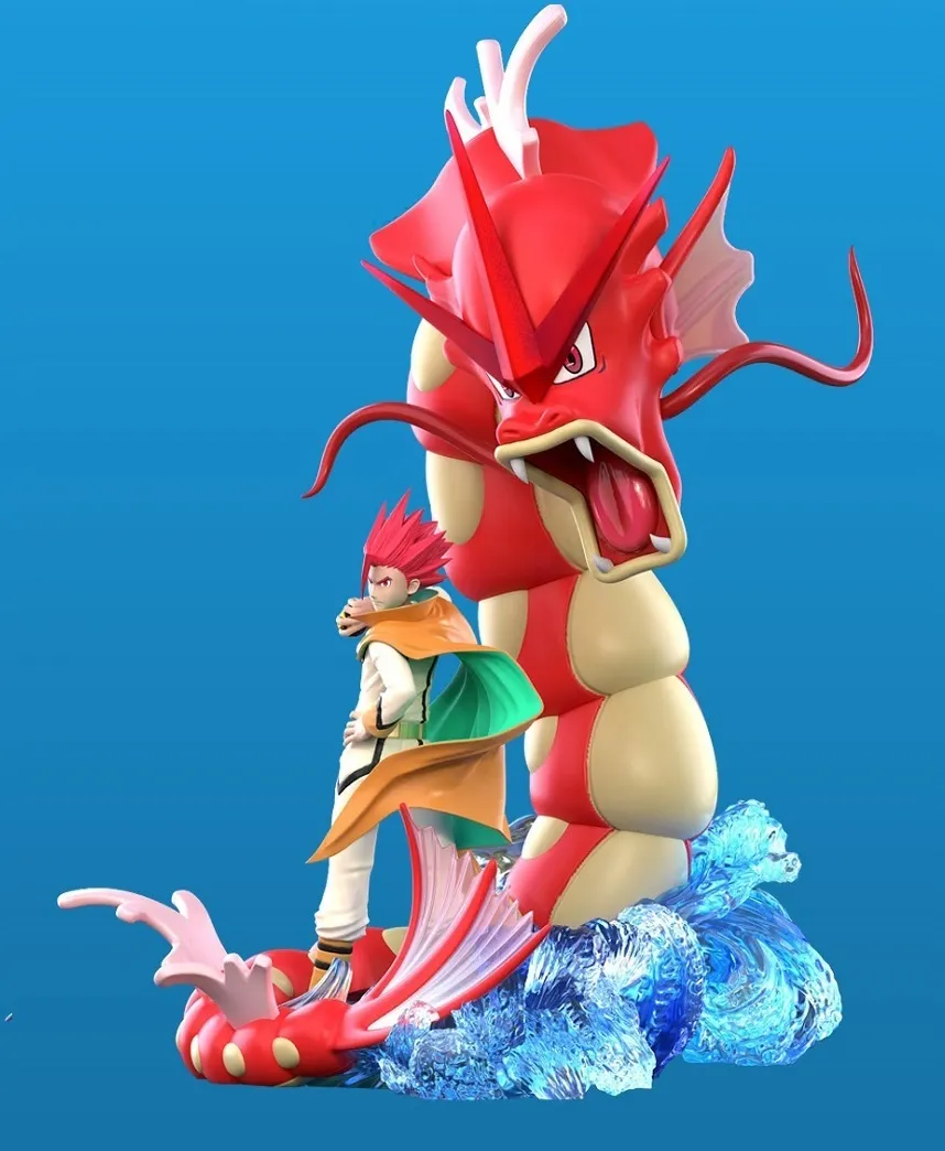 1/20 Scale World Zukan Lance & Gyarados - Pokemon Resin Statue