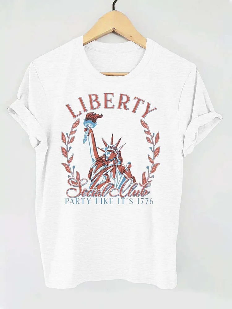 Independence Day Liberty Party Like It's 1776 Letter Print T-shirt