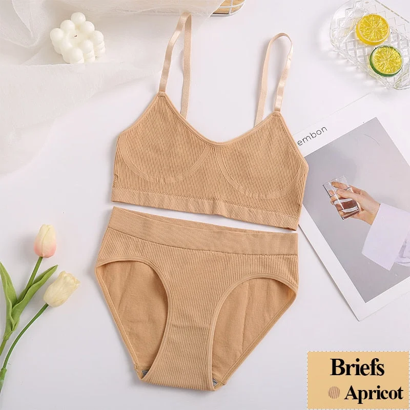 New Women Bra Panties Set Sexy Push Up Bralette Female Fitness Seamless Underwear Sports Lingerie Brassiere Girls Tank Crop Top