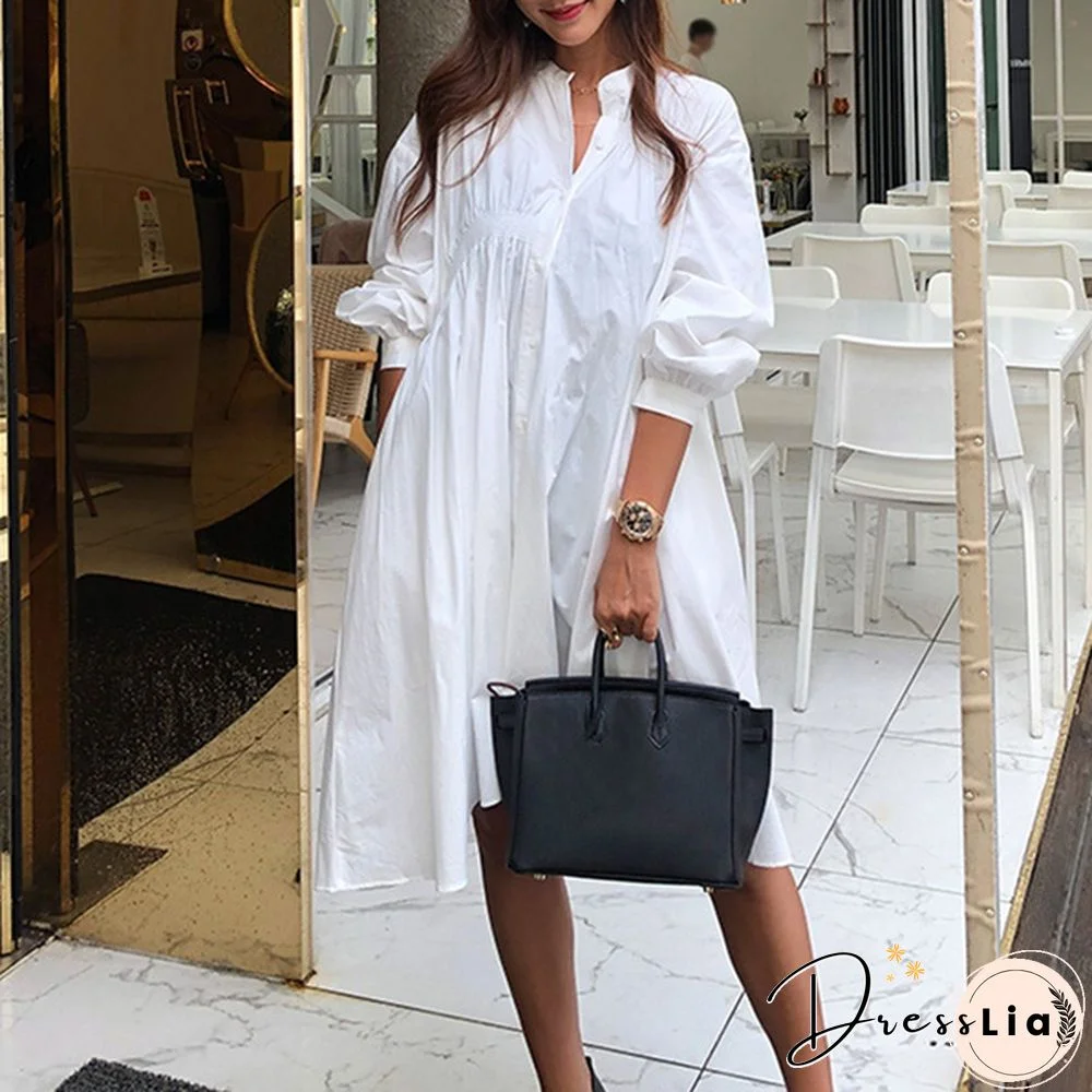 ZANZEA Women Long Sleeve Plus Size V-Neck Loose Short Dresses Baggy Mini Blouse Dress