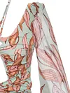 Sexy V-Neck Bandage Printing Long Sleeves One-Piece Swimwear