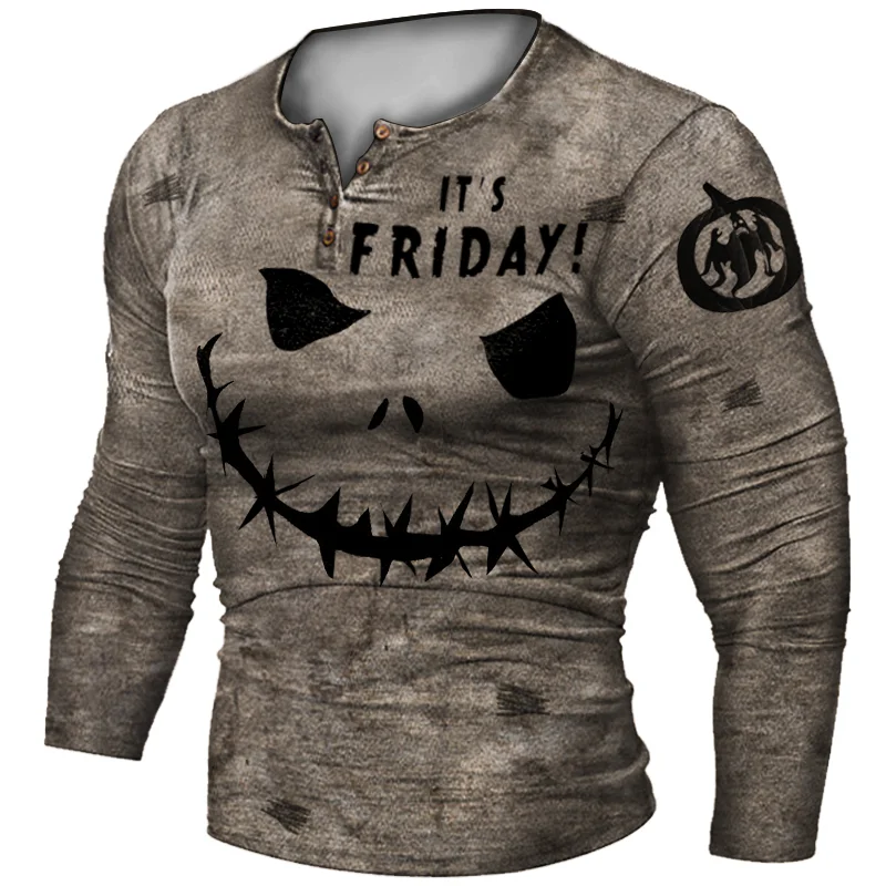 Men's Halloween Retro Print Tactical Casual Top / [viawink] /