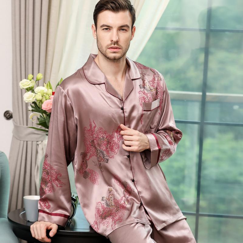 30 MOMME Pyjama en soie royal imprimé fleuri homme Violet 1