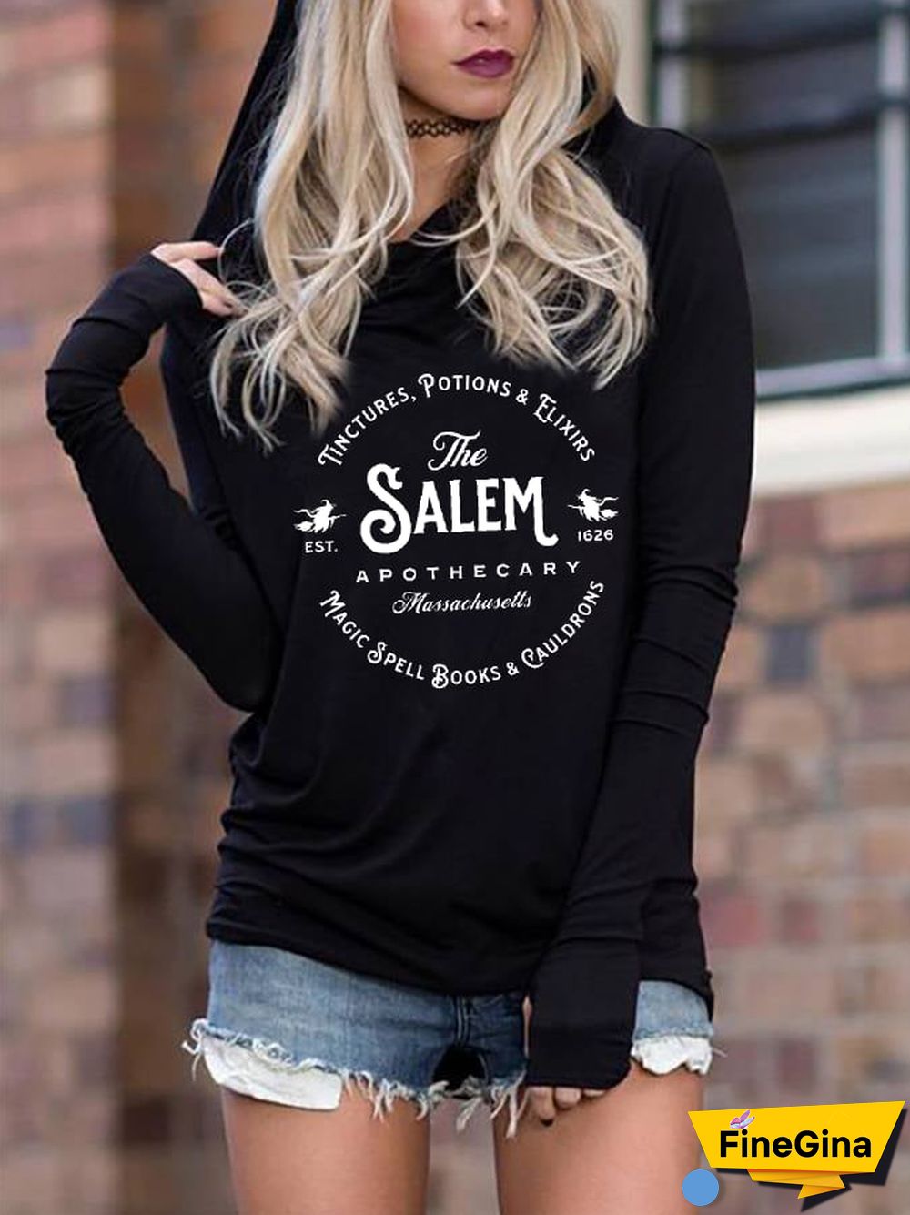 Women's Salem Massachusetts Happy Halloween Witch Hoodie