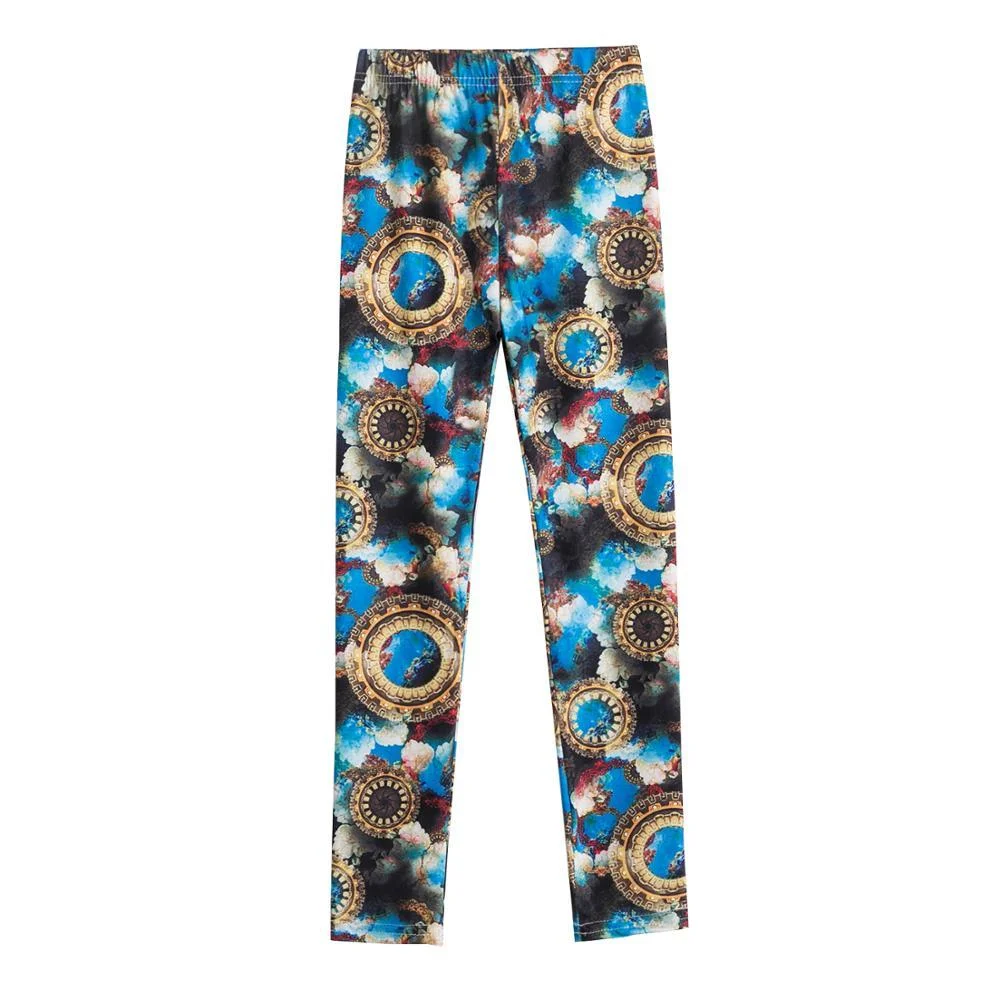 Blue Girls Leggings Cartoon Skinny Sport Pants Leggings for Girls Five-pointed Star Printing Clothes Little Girls Unicorn Pants