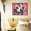 Diamond Painting-DIY Full Round Drill Pink Hair Girl（50x40cm）