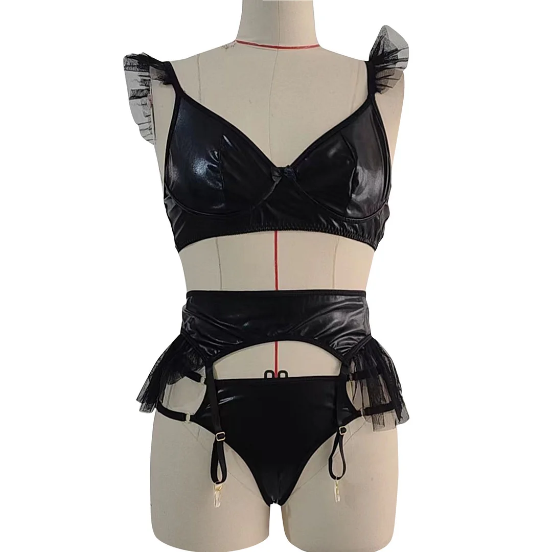 Churchf Sex Lingerie Sexy Lacquered Spliced Lingerie Split Suit