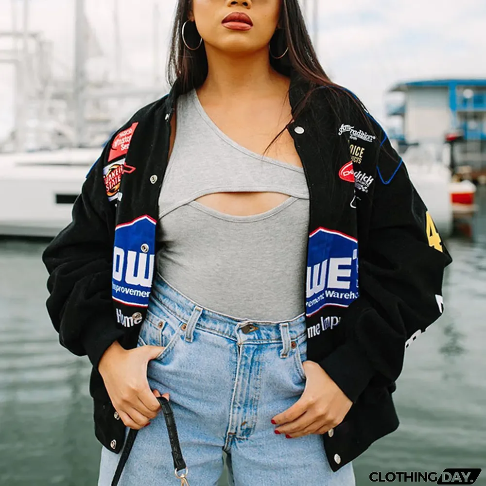 Women Casual Sport Print Oversized Long Sleeve Windbreaker jacket