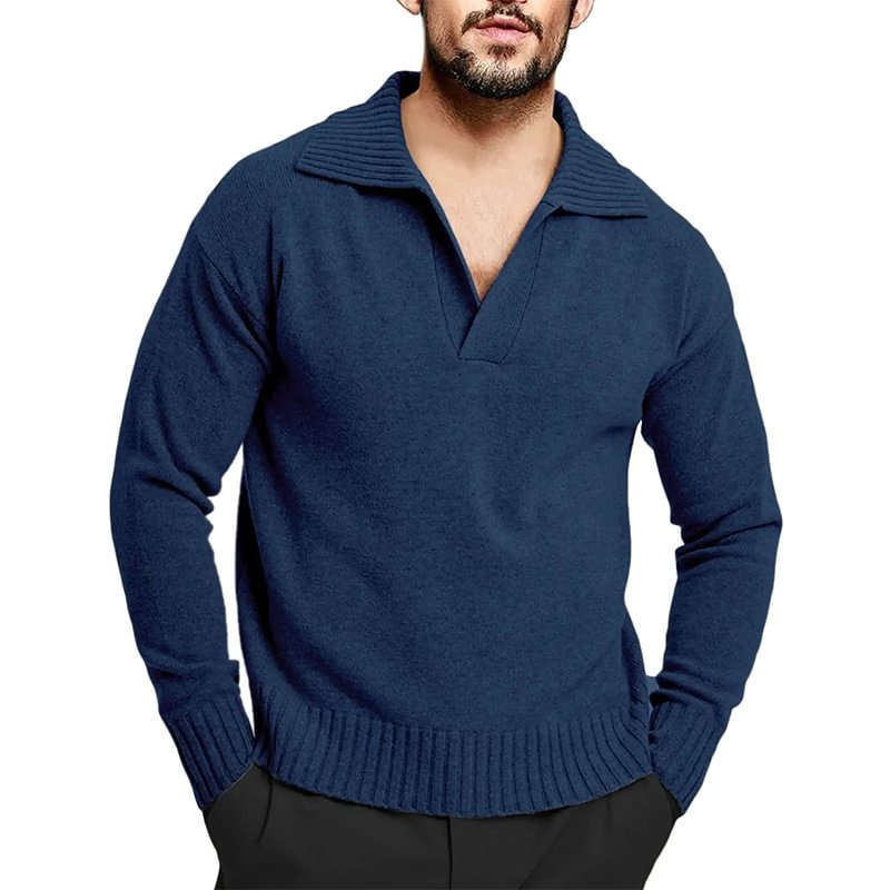 Men's Retro Stand Collar Warm Sweater