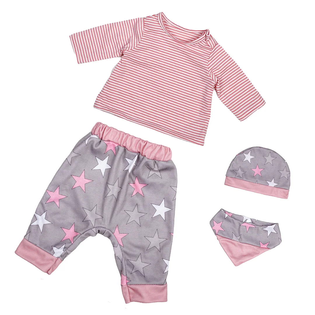 For 17"-22" Reborn Baby Girl Doll Pink Star Clothing 4-Pieces Set Accessories -Creativegiftss® - [product_tag] RSAJ-Creativegiftss®