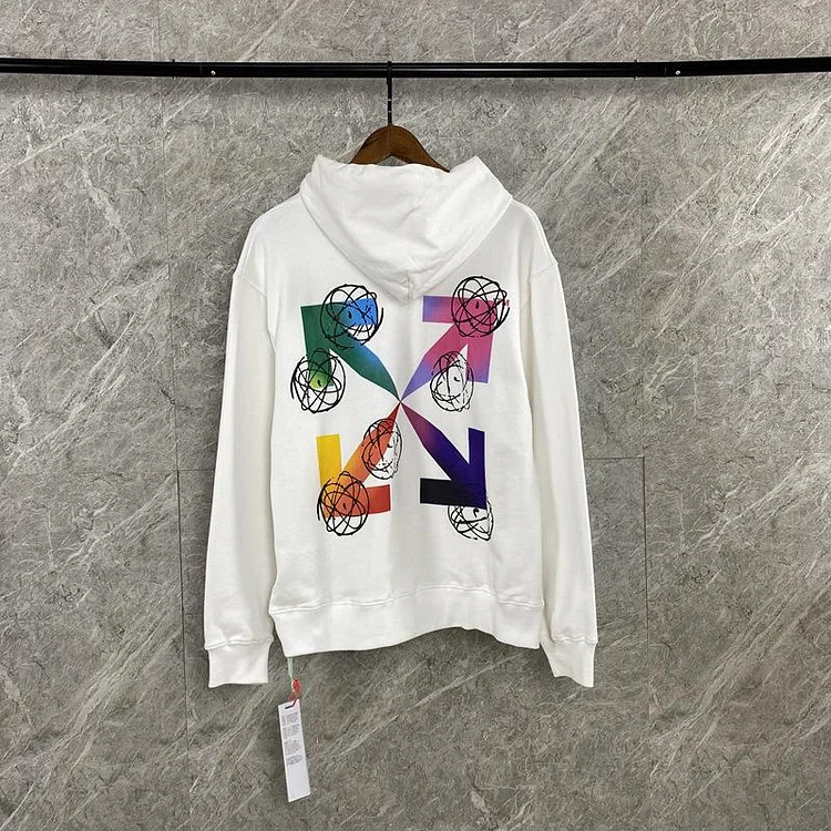 Off White Winter Hoodie Colorful Gradient Arrow Cotton Hooded Sweater Ow Men's and Women's Tops Owt