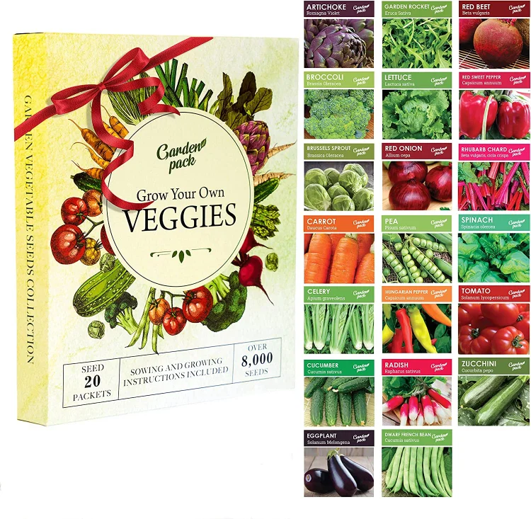 20 Variety Vegetables Seeds Garden High Organic Vegetable Yield Packs Gift Box