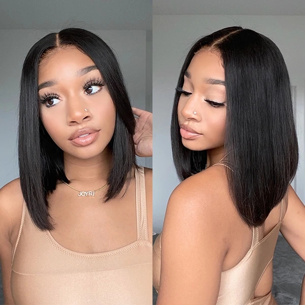 blunt cut closure bob