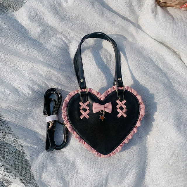 Harajuku Kawaii Heart Ruffle Handbag SP17844