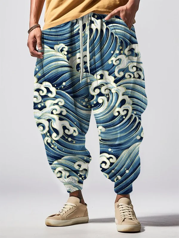 Men's Waves In The Sunshine Art Print Loose Drawstring Waist Sweatpants
